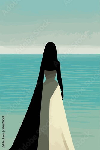 Sad lonely depressed woman alone in depression in vector illustration pride