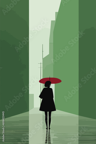 Sad lonely depressed woman alone in depression in vector illustration