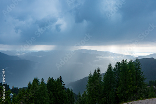 stormy weather in mountains or Giewont Peak, Tatra Mountains, Poland