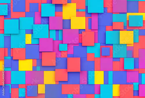 Geometric panels in mosaic multiple colors 3D.