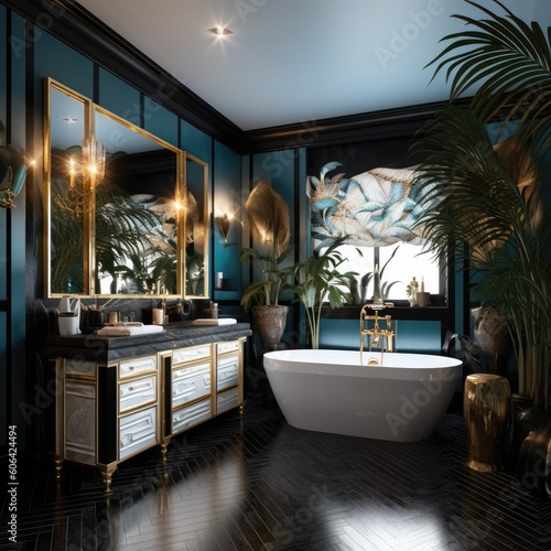  bathroom interior with furniture. ai generative © nataliya_ua