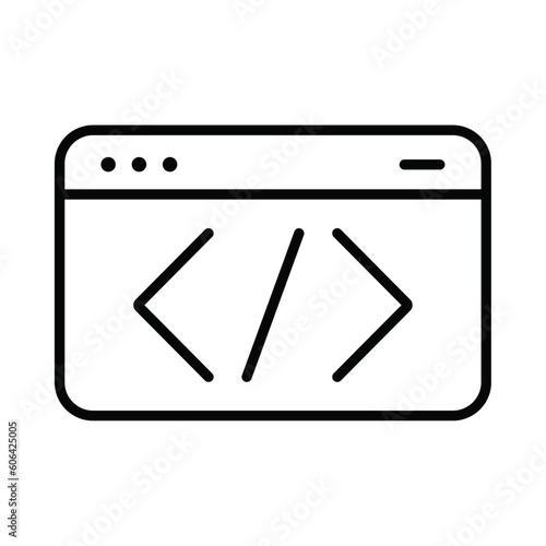 Software development and programming concept ouline stroke icon isolated on transperent background.