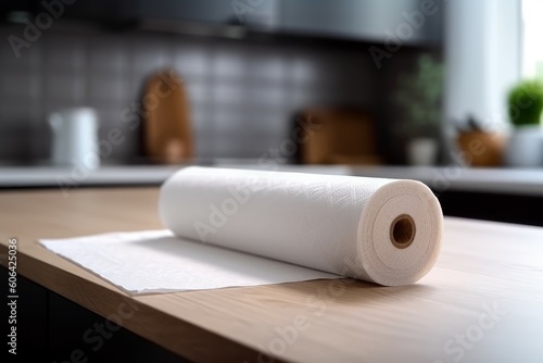Roll white paper kitchen towel. Generate Ai
