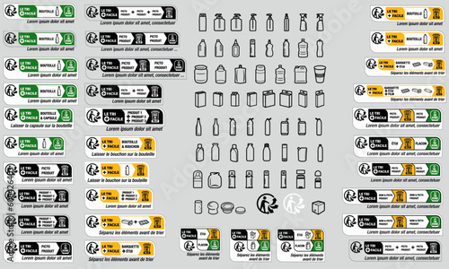 Recyclage déchets picto produits info tri poubelle verre 