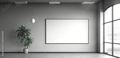 Artful Productivity  Office Space with a Frame for Customizable Creative Expression  Generative AI