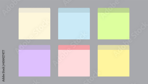 set posit of colorful realistic sticky note paper ,isolated on gray background , illustration Vector EPS 10