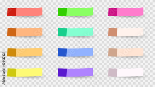 set of colorful realistic sticky note paper , isolated on transparent background , illustration Vector EPS 10
