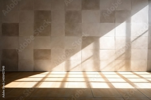 Captivating Sunlight and Shadows: Clean Concrete Tile Wall in Loft Style, Generated Ai