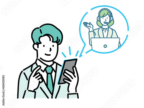 Business person using smartphone customer service