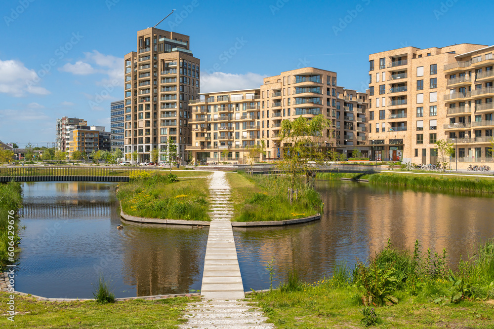 Obraz premium Holland Park Diemen, new, modern neighbourhood on the edge of Amsterdam, The Netherlands