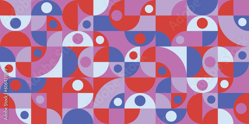 Abstract seamless pattern with trendy bauhaus design. Vector geometric illustration