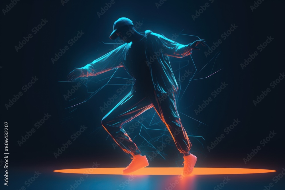 Male hip hop dancer futuristic illustration - generative ai