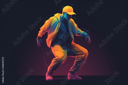 Male hip hop dancer abstract illustration - generative ai