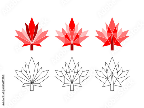 Geometric maple leaf logo template vector icon illustration 