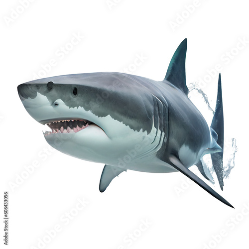 great shark on a transparent background  PNG . Generative AI