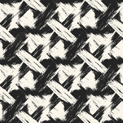 Monochrome Brushed Textured Cross Checked Pattern