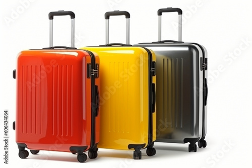 Set of suitcases on white background