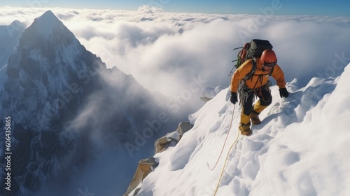Extreme alpinist mountaineer. Generative AI