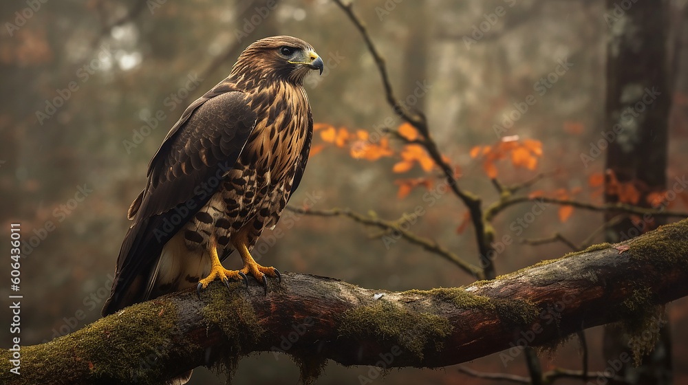 a hawk perched on a tree, Generative Ai a hawk perched on a tree, Generative Ai