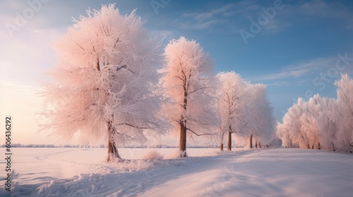 White Frozen Trees. Generative AI © Fly Frames