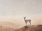 A Minimalist Oil Painting of an Antelope in Nature | Generative AI