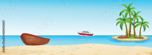 Fototapeta Naklejka Na Ścianę i Meble -  Summer Seascape Vector Illustration with Sailboats and Yachts
