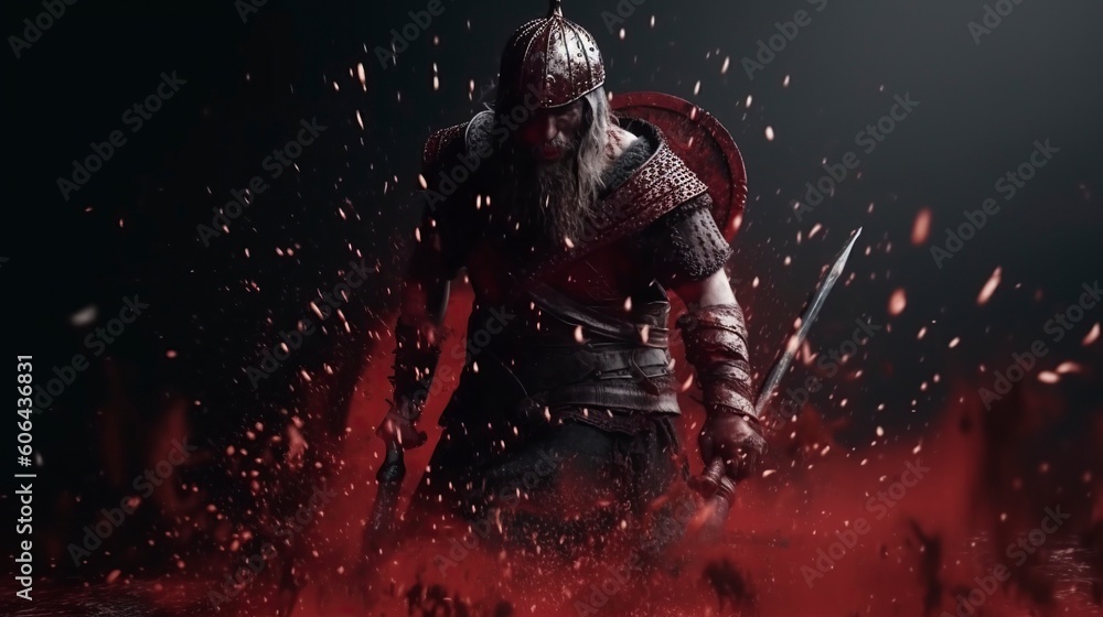 Fototapeta premium Viking Warrior, Generative AI, Illustration