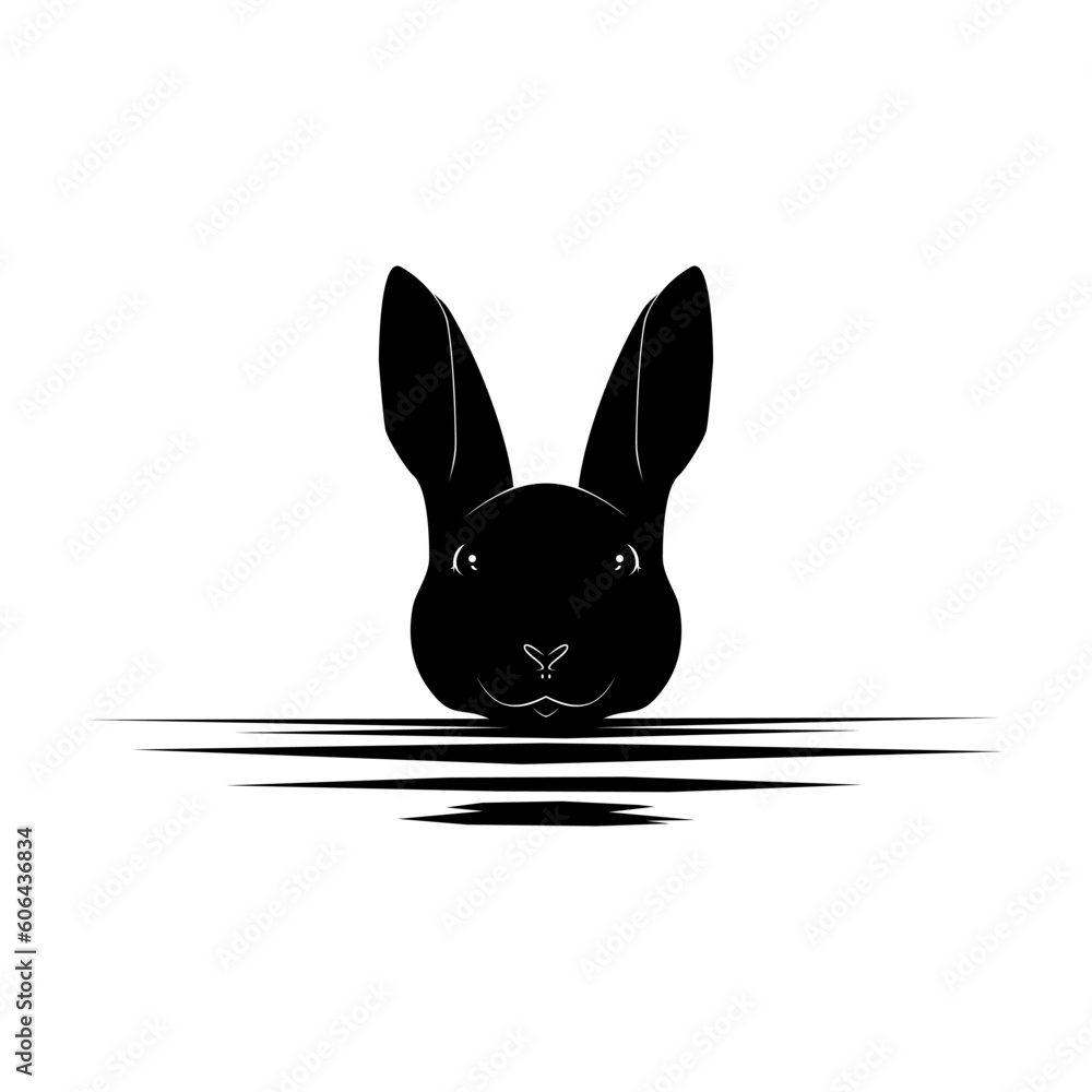 Vetor de Bloody Rabbit Head Silhouette, Sign for Art Illustration, Book ...