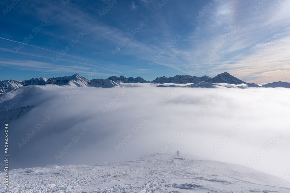 Winter snow covered mountain peaks in Europe. Great place for winter sports Winter snow covered mountain peaks in Europe. Great place for winter sports