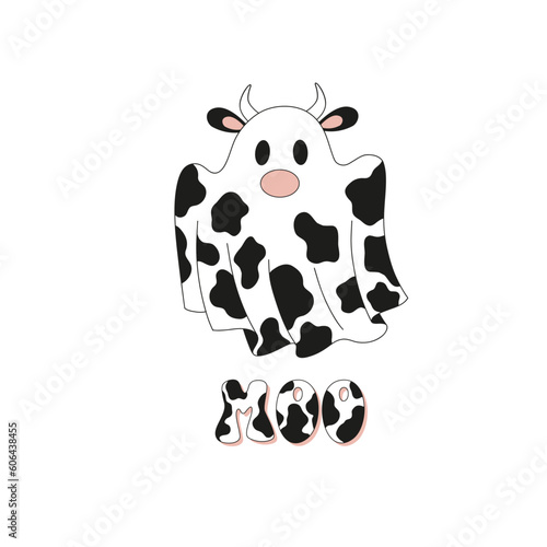 Cow ghost vector illustration isolated on white.