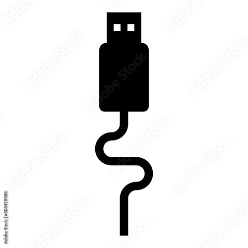 USB cable connector type A data icon black color vector illustration image flat style © Serhii