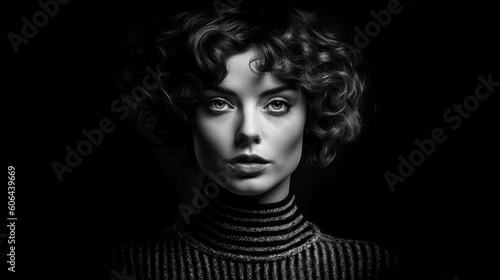 Very Pretty Woman Portrait in extreme LowKey Style Digital Art Generative AI KI Cover Magazin Bachground
