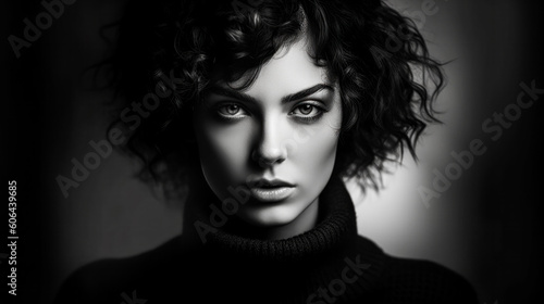 Very Pretty Woman Portrait in extreme LowKey Style Digital Art Generative AI KI Cover Magazin Bachground