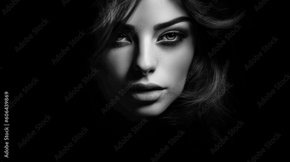 Very Pretty Woman Portrait in extreme LowKey Style Digital Art Generative AI KI Cover Magazin Bachground Very Pretty Woman Portrait in extreme LowKey Style Digital Art Generative AI KI Cover Magazin Bachground