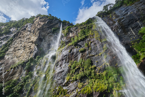 Fairy Falls at Milford Sound or Piopiotahi in New Zealand