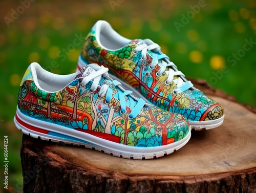 Colored sneakers, trendy design