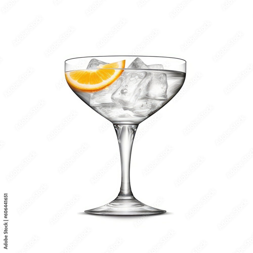 Vodka Martini Cocktail isolated on white as illustration (generative AI)