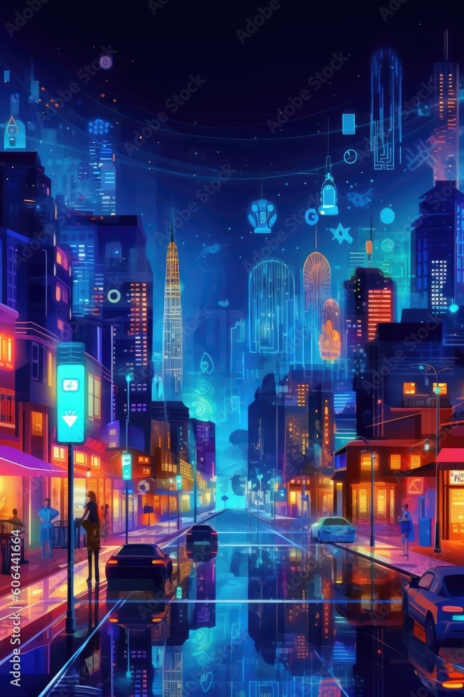 The smart city utilizes advanced technology for a connected lifestyle. (Generative AI)