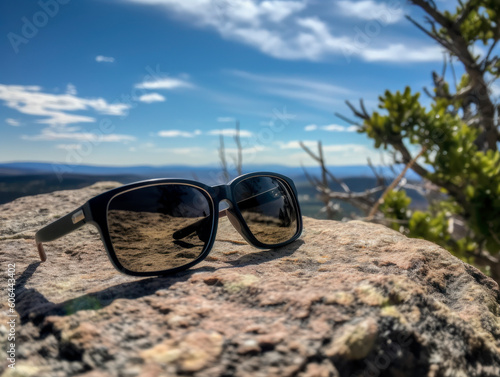 Sunglasses in the rock, free tourism concept
