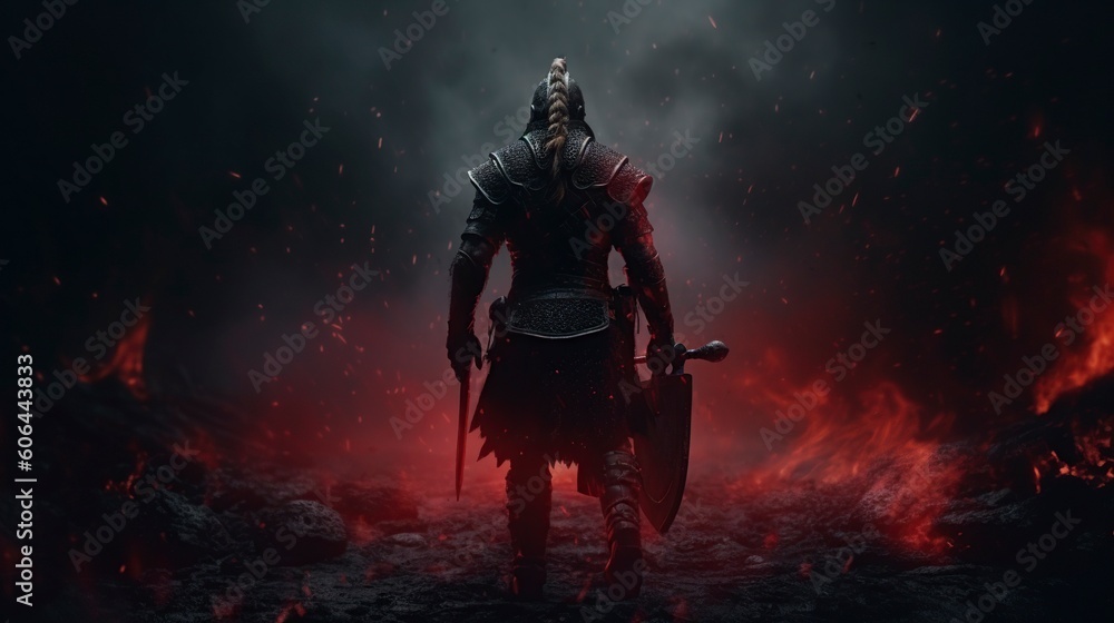 Naklejka premium Viking Warrior, Generative AI, Illustration