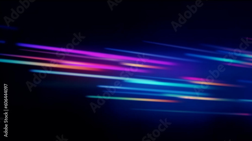 Speed Motion Stripe Neon Colorful Abstract Blue Blurred Prism Spectrum Lines Black Background Dark Bright Technology Backdrop