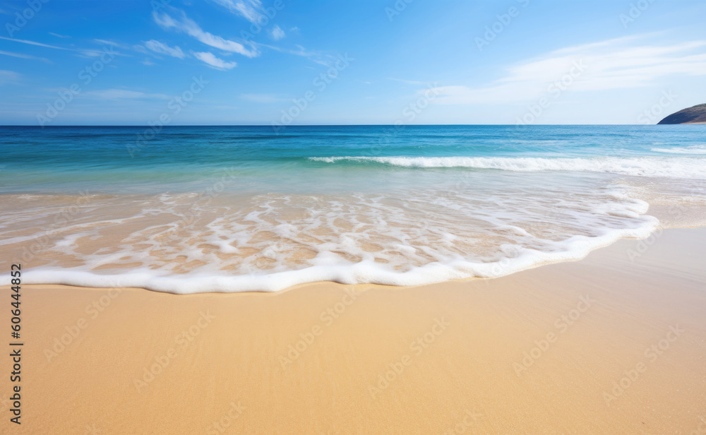 Sandy beach with sea waves, created using generative AI tools Sandy beach with sea waves, created using generative AI tools