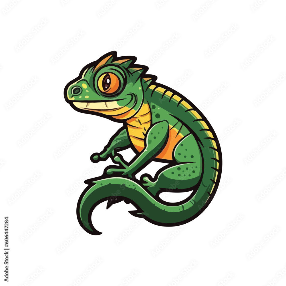 Obraz premium lizard mascot logo for reptile captivity. flat color