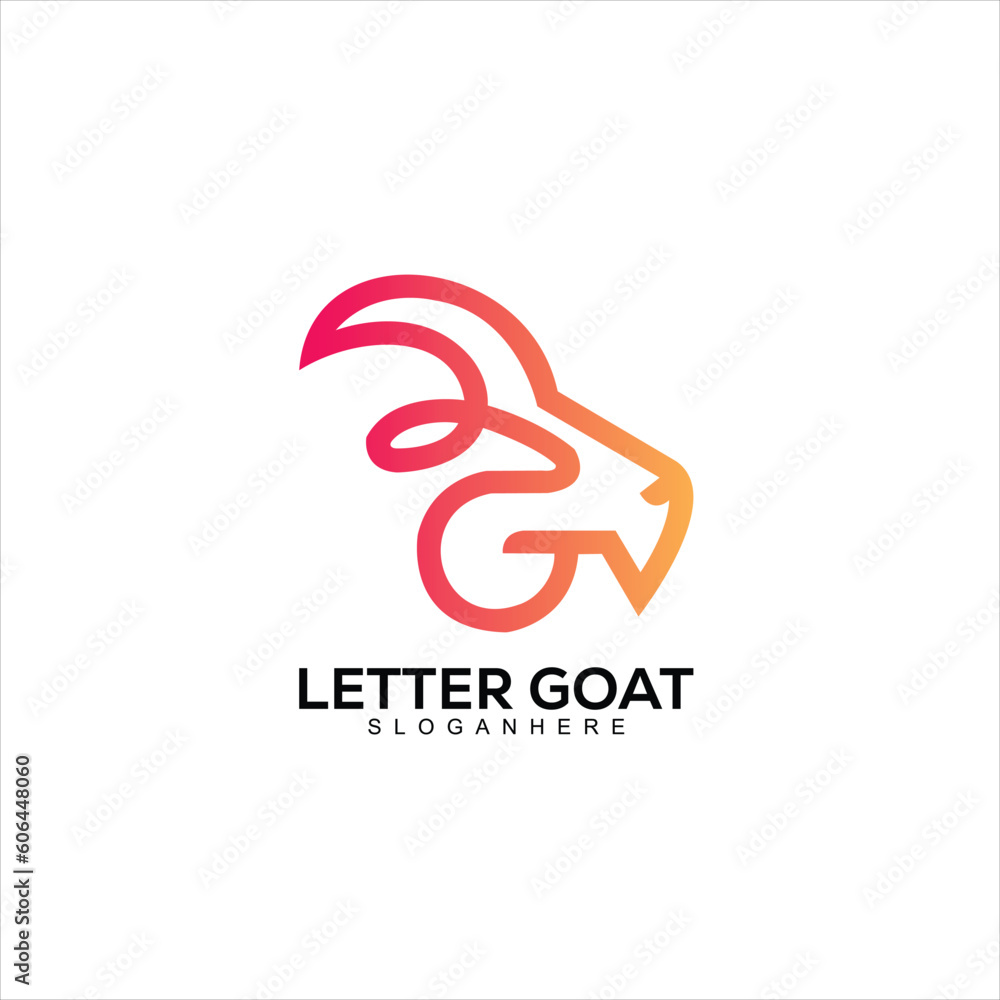 letter goat gradient line design logo