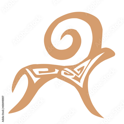 Obraz na płótnie Stylised kazakh petroglyphs of animals, goats and sheeps, and a hunter with pattern w salonie