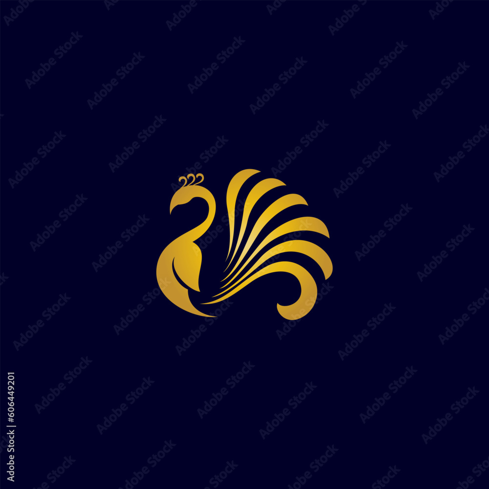 Obraz premium golden peacock vector illustration for an icon,symbol or logo. peacock luxury logo