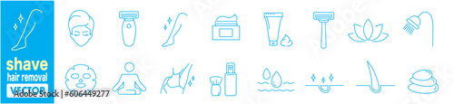 hair removal icons set, outline style spa