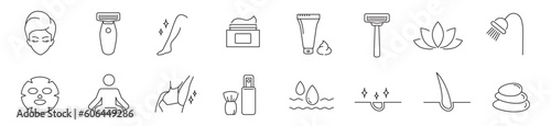hair removal icons set, outline style spa