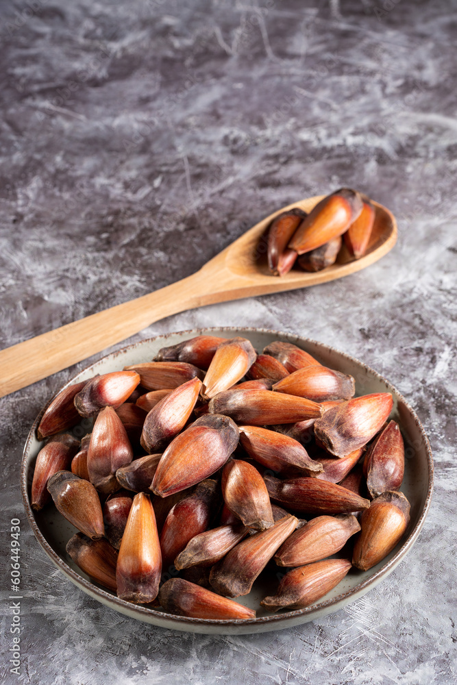 Pinion nuts, Araucaria seed. Typical winter food from southern Brazil. Pinion nuts, Araucaria seed. Typical winter food from southern Brazil.