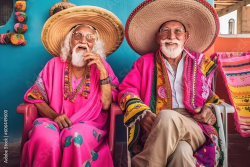 Happy seniors traveling in Mexico, Generative AI